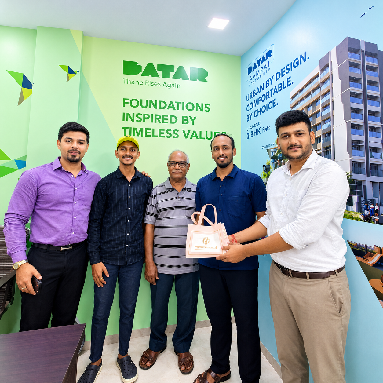 Happy clients receiving keys to their new luxury flat in Thane